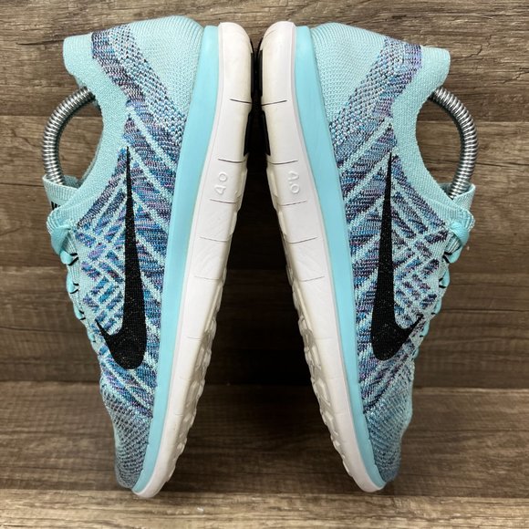 Nike Free 4.0 Flyknit Blue Green Womens US Size 8.5 717076-404 Running Shoes - Picture 7 of 10